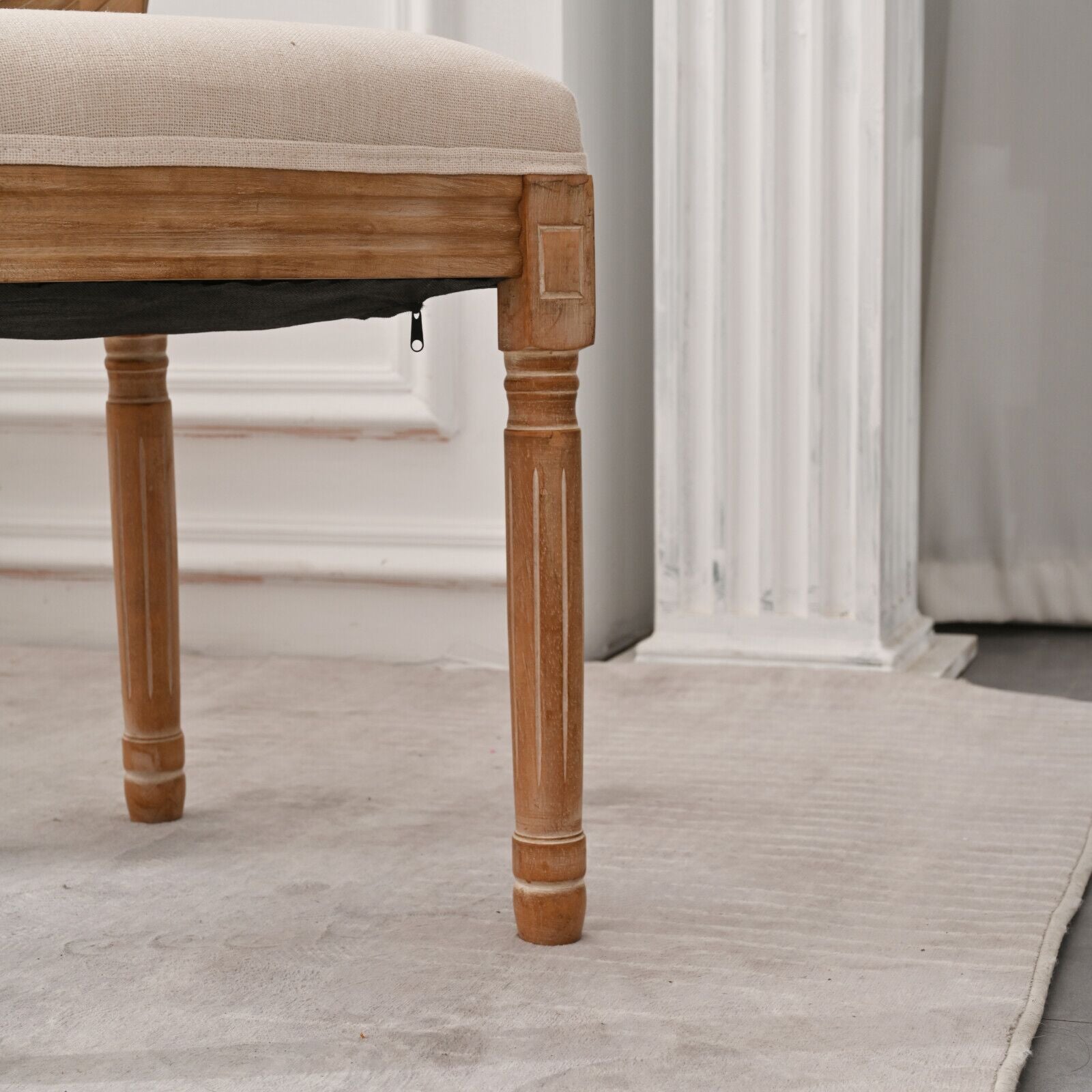 French Country Dining Chairs With Round Back Set Of 2, Upholstered, Solid Wood Legs, Accent Side Chairs For Living Room, Wedding Event Cream Cushion Cream Light Brown Dining Room Round Modern Banquet Chair Rubberwood Cotton Linen Rubber Wood