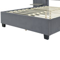 Full Size Upholstered Platform Bed With Big Headboard, Bedroom Furniture, Velvet, Gray Full Gray Plywood