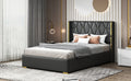 Full Size Upholstered Platform Bed With Metal Strips, Black Full Black Pu