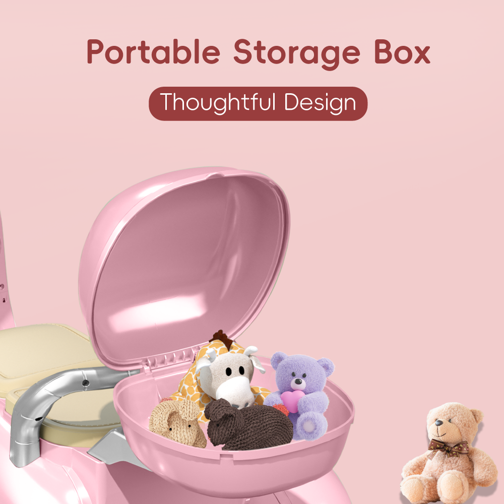 12V Kids Motorcycle, 3 Wheels 12V Kids Ride On Motorcycle With Mp3, Bluetooth, Headlight, Storage Box, Motorcycle For Kids Pink Pink Polypropylene