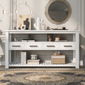 62.2'' Modern Console Table Sofa Table For Living Room With 4 Drawers And 2 Shelves White Solid Wood Mdf