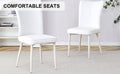 Modern Minimalist Dining Chair, White Pu Leather Curved Back And Seat Cushion, White Metal Chair Legs, Suitable For Dining Room, Bedroom, Living Room. A Set Of 2 Chairs. 008 White Pu