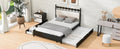Queen Size Wooden Storage Platform Bed, With 2 Big Drawers, T Size Trundle ,Espresso Queen Espresso Plywood