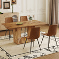 Table And Chair Set. Modern Dining Table With Mdf Top And Beautiful Mdf Legs. Comes With Brown Comfortable Chair With Seat And Metal Legs. Suitable For A Wide Range Of Decorative Styles. Brown,Wood Seats 4 Mdf