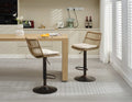 Set Of 2 Rattan Bar Stool, 360 Swivel Bar Chair, Counter Height Chair With Footrest For Kitchen, Dining Room Beige Wicker