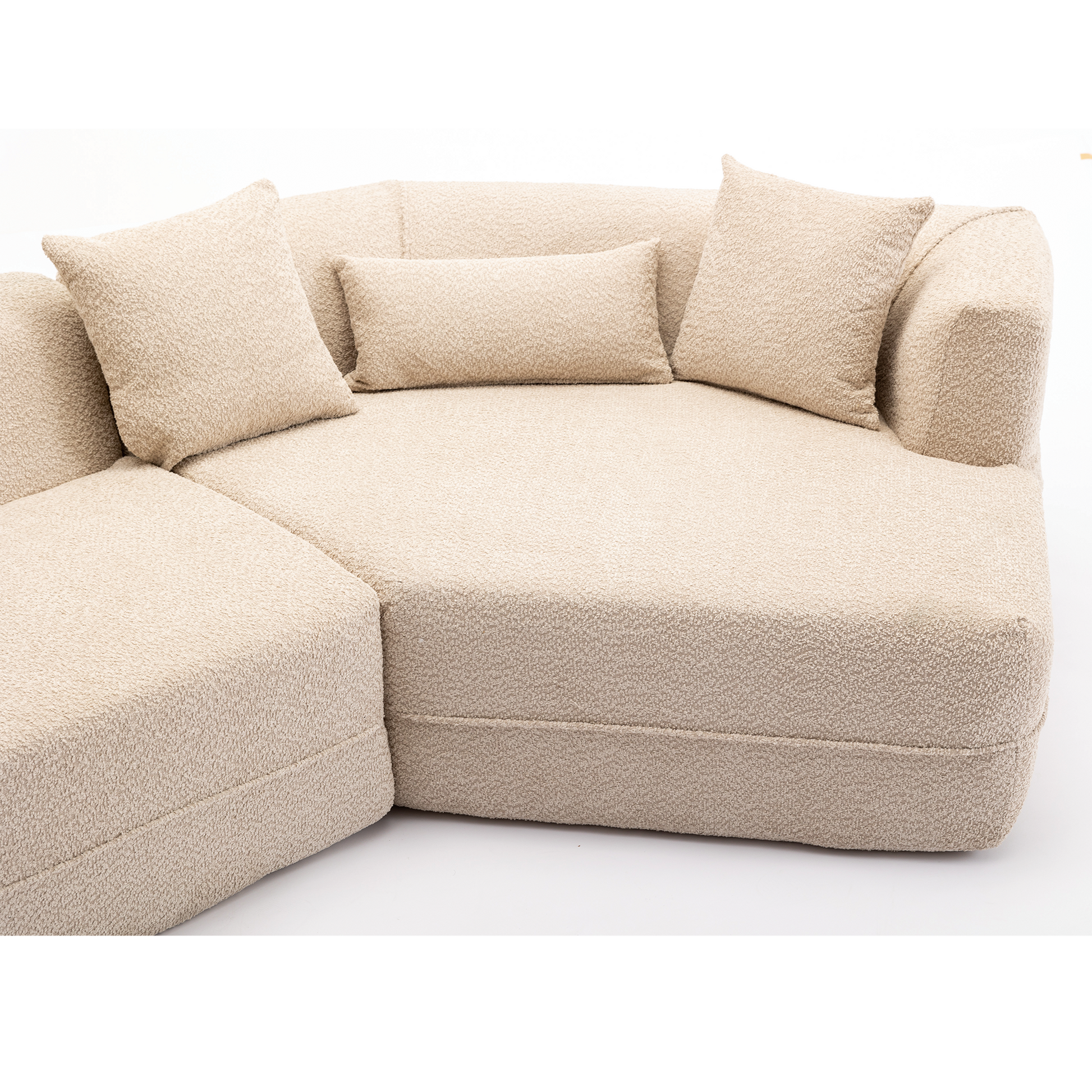 And Upgraded Extended Edition Modular Sofamodern Minimalist Style Sofa, Upholsteredfree Combination, Round Fiber Fabric, Anti Wrinkle Fabric,Dimension Extension,Brown Light Brown Polyester Primary Living Space Medium Soft Tight Back Modern Flared Arms