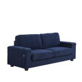 86.5 Inch Sofa Couch Deep Seat Sofa With Two Storage Spaces, T Pyce Charging Portsusb Charging Ports & 2 Cup ,Corduroy 3 Seater Couch, Modern Sofas For Living Room Blue Foam Corduroy 3 Seat