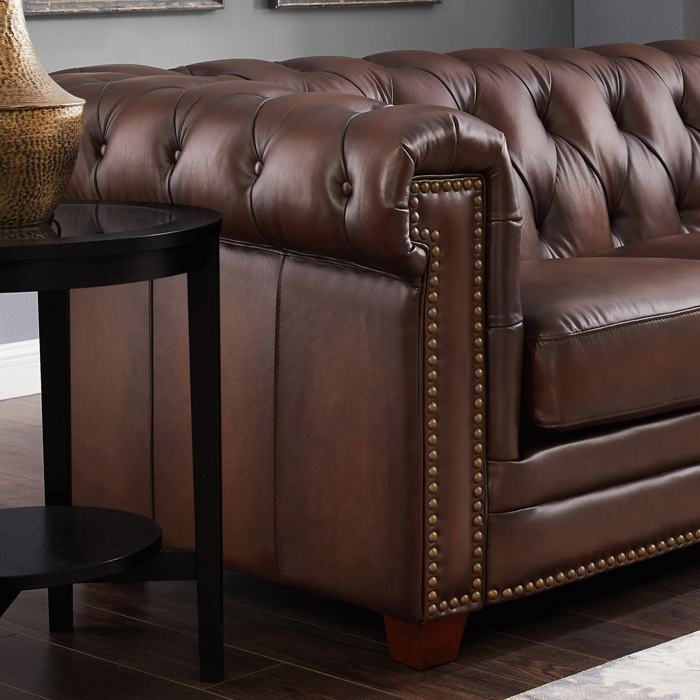 Stanwood Leather Sofa Caramel Down Filling Genuine Leather 3 Seat