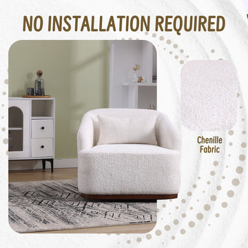Coolmore Swivel Barrel Chair, Comfy Round Accent Sofa Chair For Living Room, 360 Degree Swivel Barrel Club Chair, Leisure Arm Chair For Nursery, Hotel, Bedroom, Office, Lounge White Boucle White Primary Living Space Foam Boucle