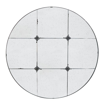 Elk 36 Inch Accent Wall Mirror, Antique Black Round Metal Frame, Baroque Black Iron
