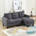 Velvet Sectional Couchl Shaped Sofa With Ottoman For Small Apartment Dark Gray Velvet 3 Seat