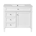 36'' Bathroom Vanity With Medicine Cabinet, Modern Bathroom Storage Cabinet With 2 Soft Closing Doors And 4 Drawers, Single Sink Bathroom Vanity White Bathroom Ceramic,Solid Wood Mdf