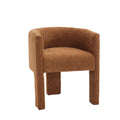 Chenille Barrel Accent Chair, Mid Century Modern Living Room Chair, Upholstered Side Armchair With 3 Legs For Bedroom Reading Spaces Brown Brown Primary Living Space Foam Chenille