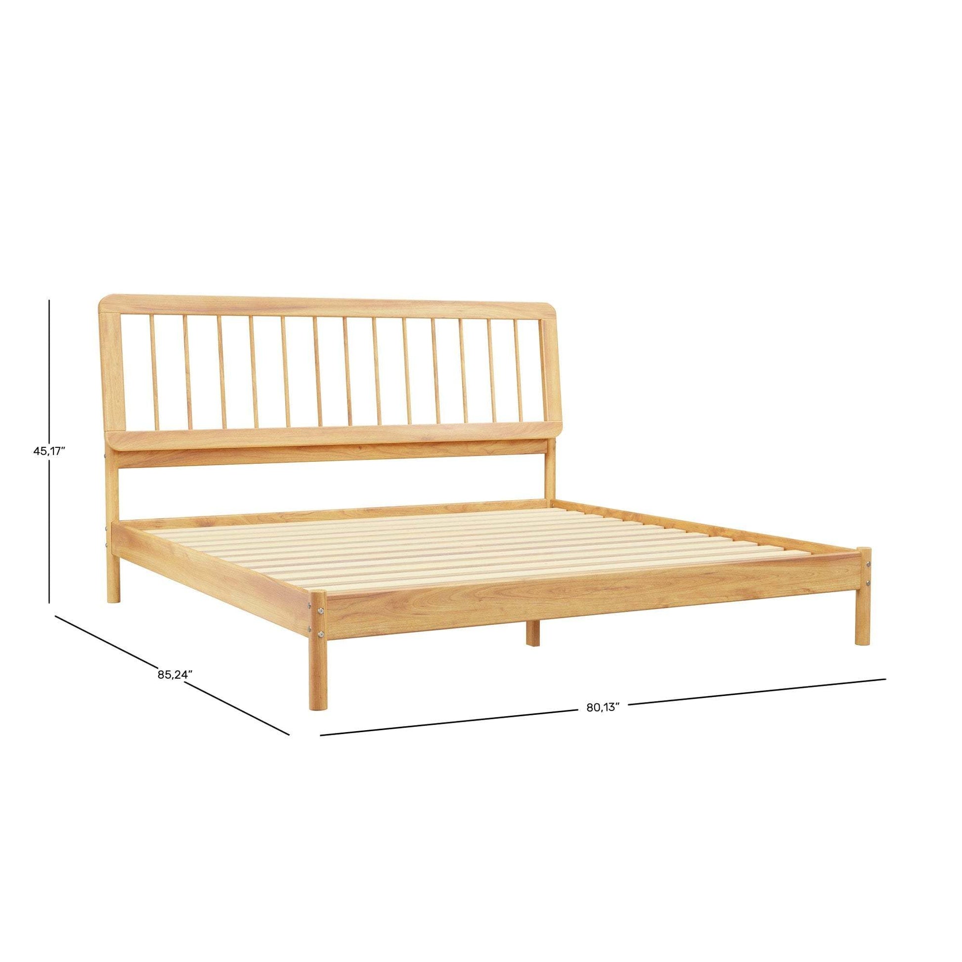 Mid Century Modern Solid Wood King Spindle Bed Black King Black Pine Pine