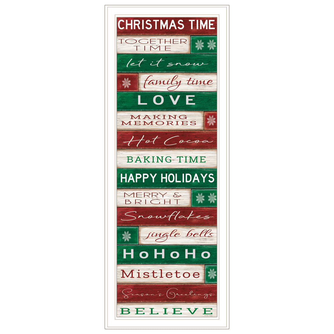 Christmas Time White Framed Wall Art For Living Room, Bedroom Wall Art Print For Home Decor By Cindy Jacobs Multicolor Wood Paper