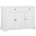 Homcom Sideboard Buffet Cabinet, Modern Kitchen Cabinet With 2 Drawers And Adjustable Shelves, Coffee Bar Cabinet, White White Mdf