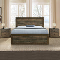 3 Pieces Vintage Farmhouse Style King Size Platform Bed With 10 Wooden Slats Support 2 Nightstands, No Box Spring Needed, Rustic Brown Box Spring Not Required King Rustic Brown Wood 3 Piece Set Bedroom Traditional Plywood