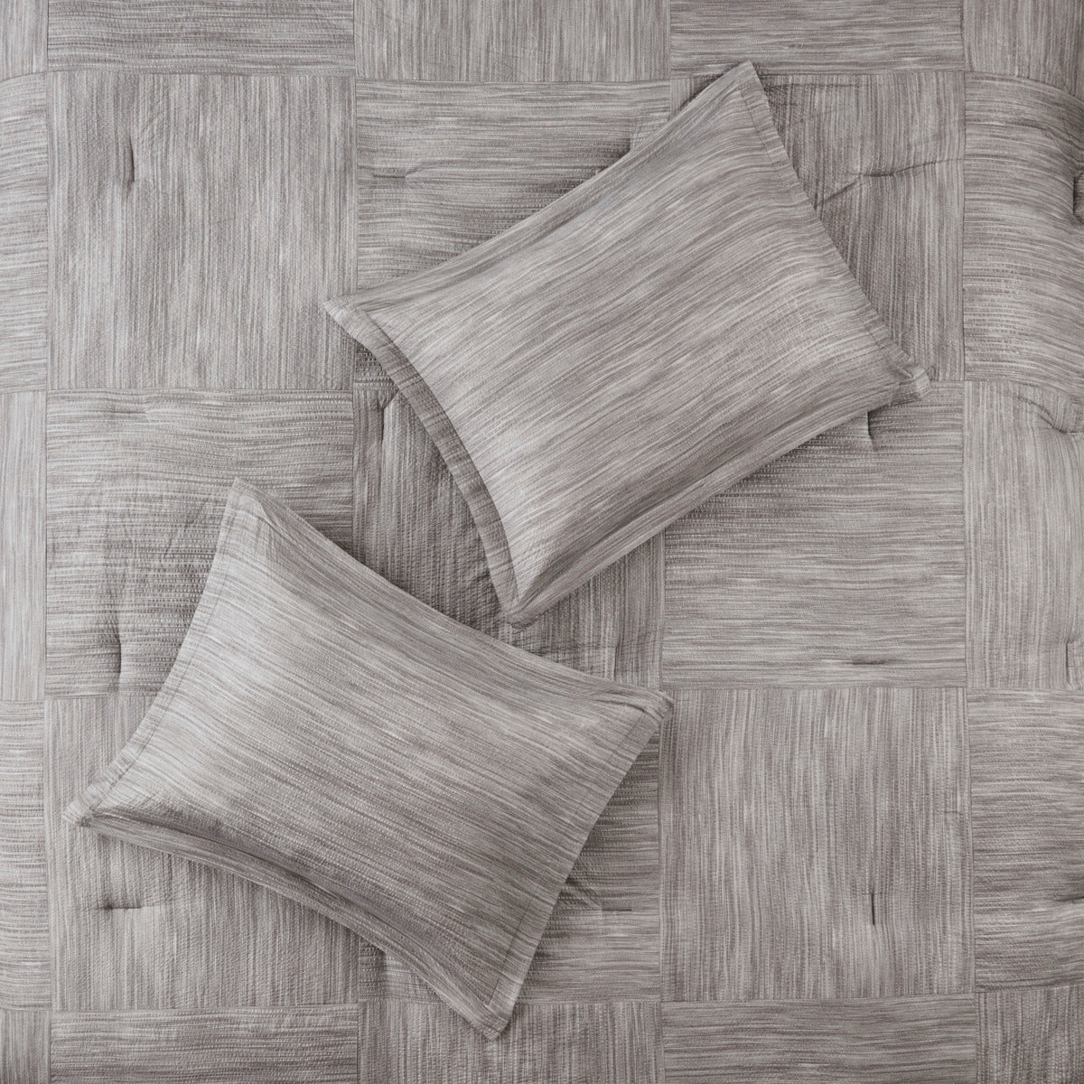 7 Piece Printed Seersucker Comforter Set Grey Cal King California King Grey Polyester