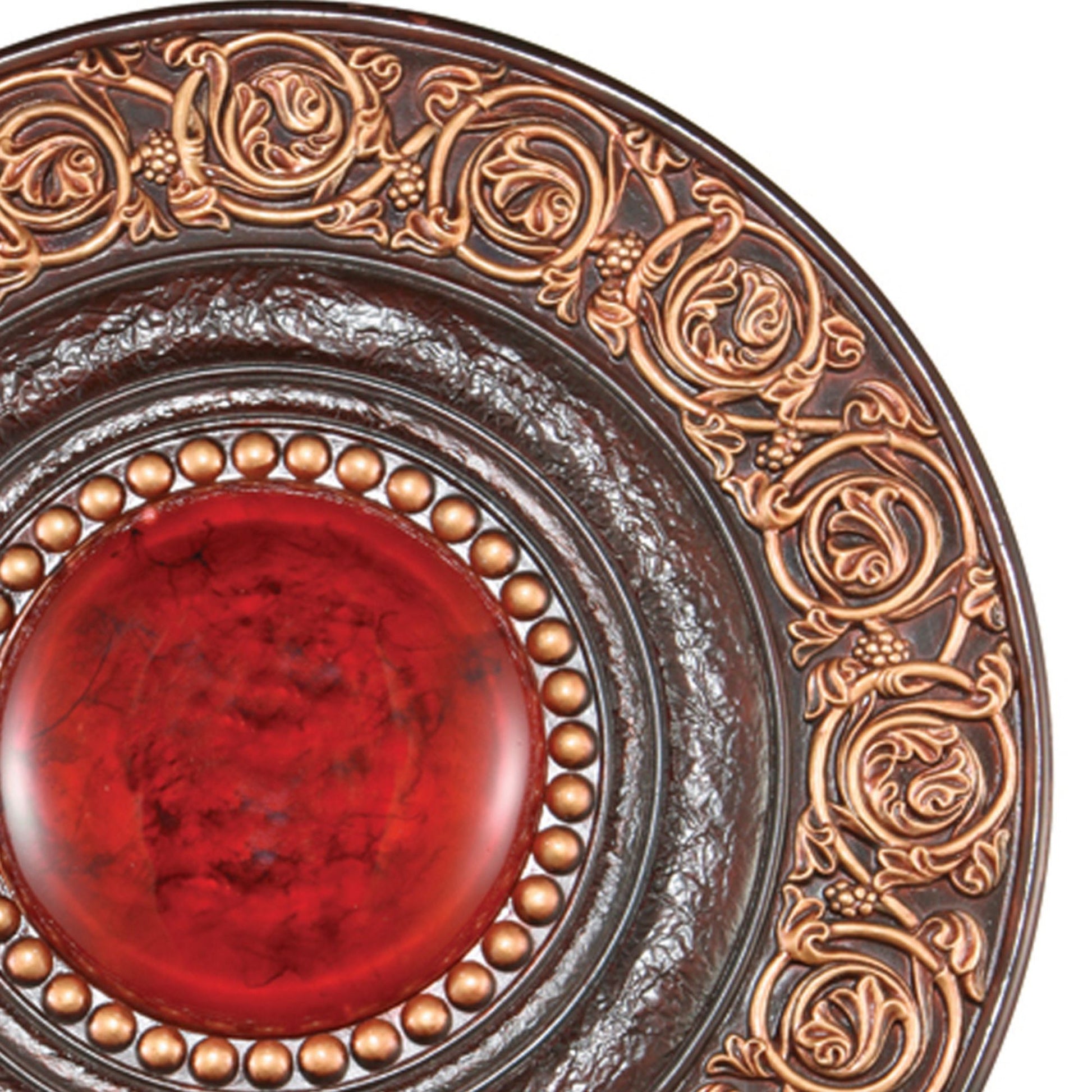 21" Diameter Polyresin Decorative Plaque, Red And Brown Multicolor Polyresin