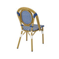 French Bistro Chair White Blue Rattan