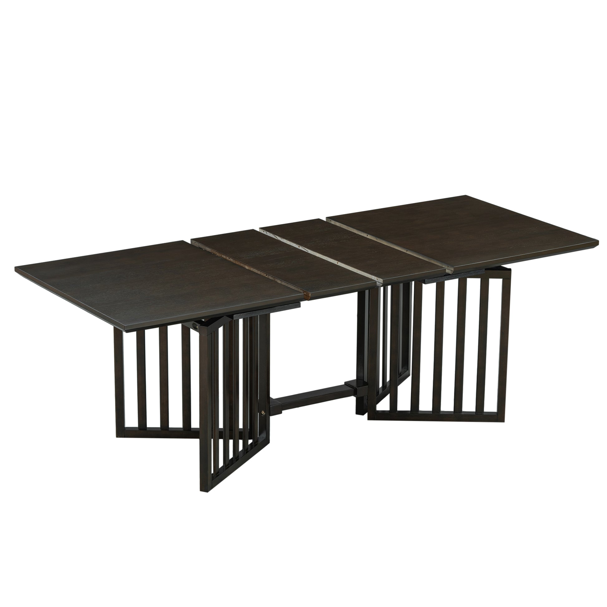 Farmhouse 9 Piece 83.9Inch Extendable Dining Table Set With 2 12 Inch Removable Leaves And 8 Upholstered Dining Chairs, Espresso Wood Dining Room Solid Wood Rubberwood Rectangular Dining Table With Chair Upholstered Chair Wood Espresso Seats 8 Removable