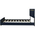 Queen Size Upholstered Platform Bed With Pull Point Headboard And Metal Wire Frame At The Head And Foot Of The Bed, Metal Feet, Velvet, Black Queen Black Mdf Lvl