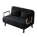 39 Convertible Chair Bed, Tri Fold Sofa Bed With Adjustable Backrest & Pillow, Leisure Chaise Lounge Couch With Sturdy Steel Frame For Home & Office, Comfortable Sleeper Chair Black Black Velvet Primary Living Space Medium Firm Contemporary Polyurethane