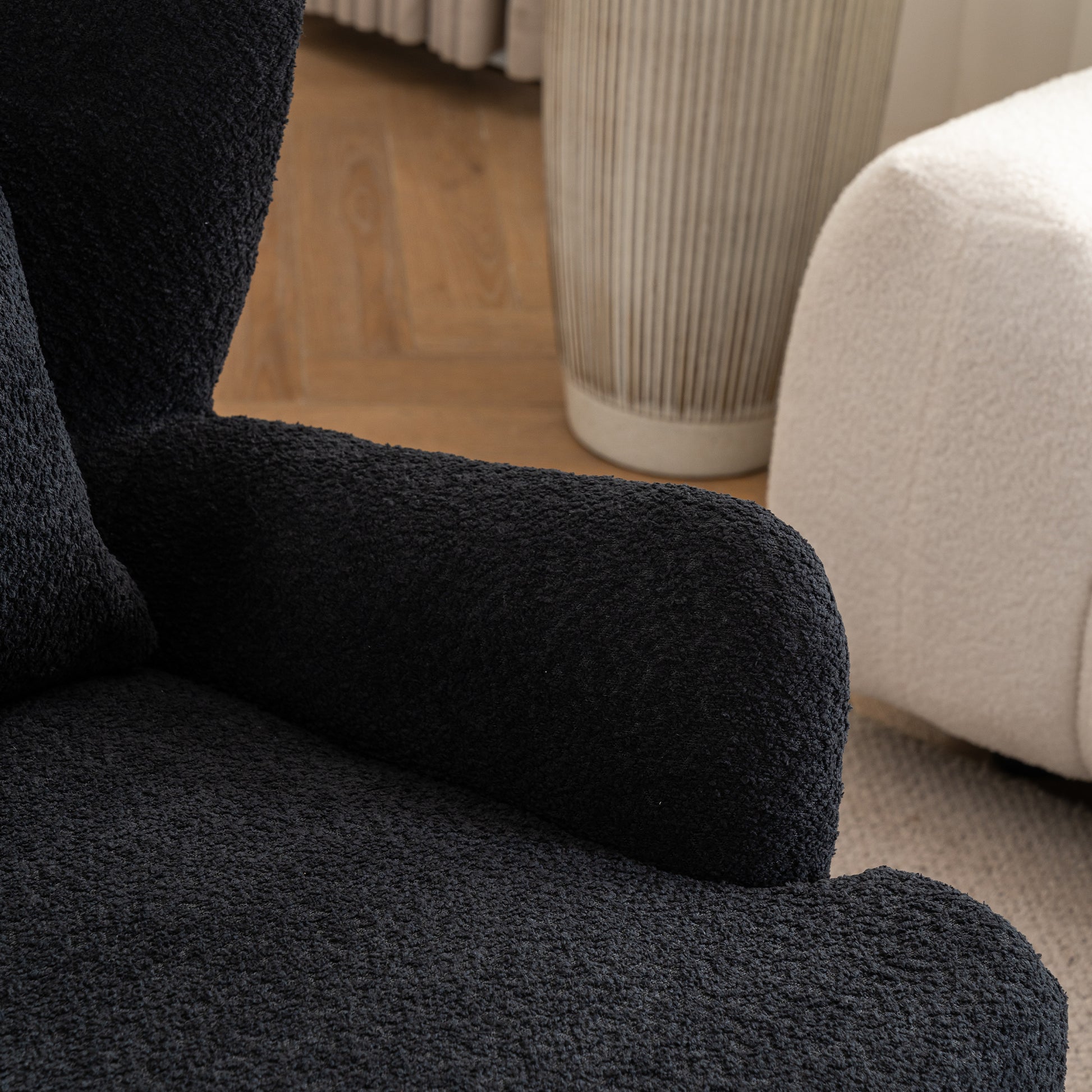 Modern Luxury Velvet Swivel Chair, 360 Swivel Comfort Round Armchair, Single Sofa Chair With Lounge Seat For Bedroom Office Reading Space, Set Of 1 ,Black Black Wood