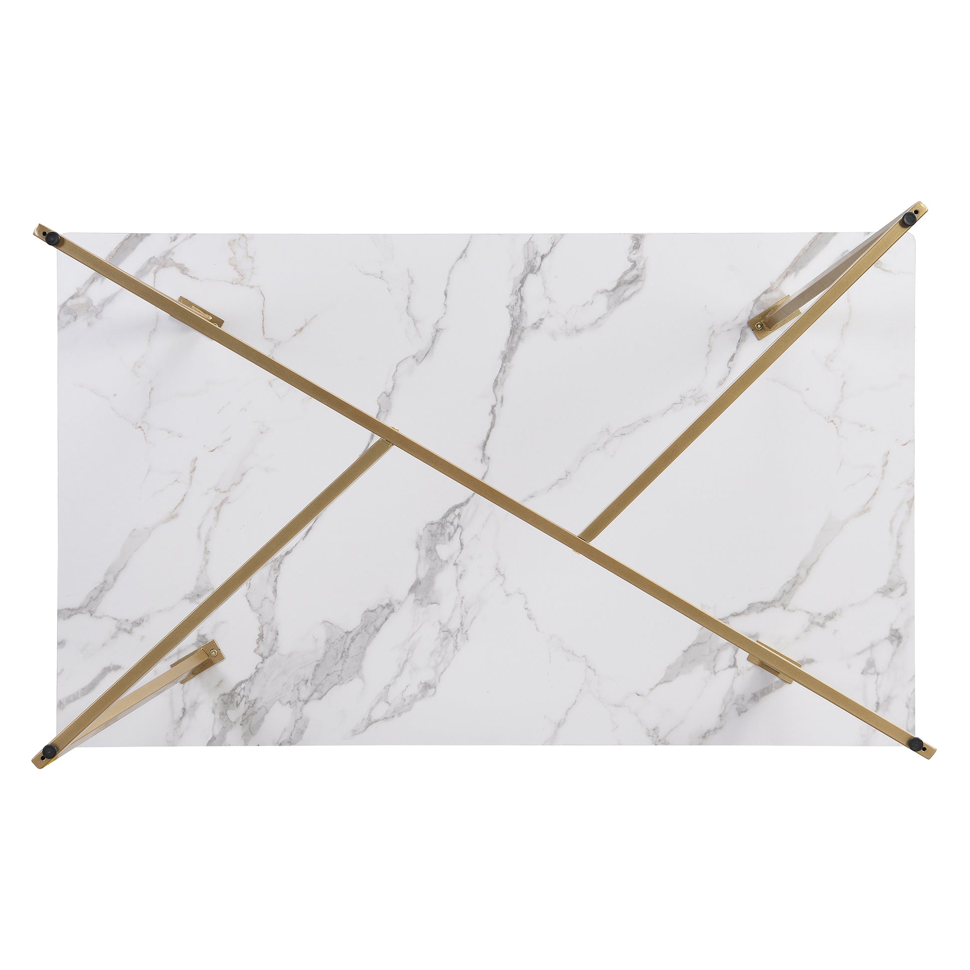 Modern Faux Marble 6 Piece Dining Table Set,60Inch Metal Kitchen Table Set With Upholstered Dining Chairs And Bench, Golden Metal Dining Room Bench Seating Rectangular Dining Table With Chair And Bench Metal Wood Golden Seats 6 60 Inches Farmhouse