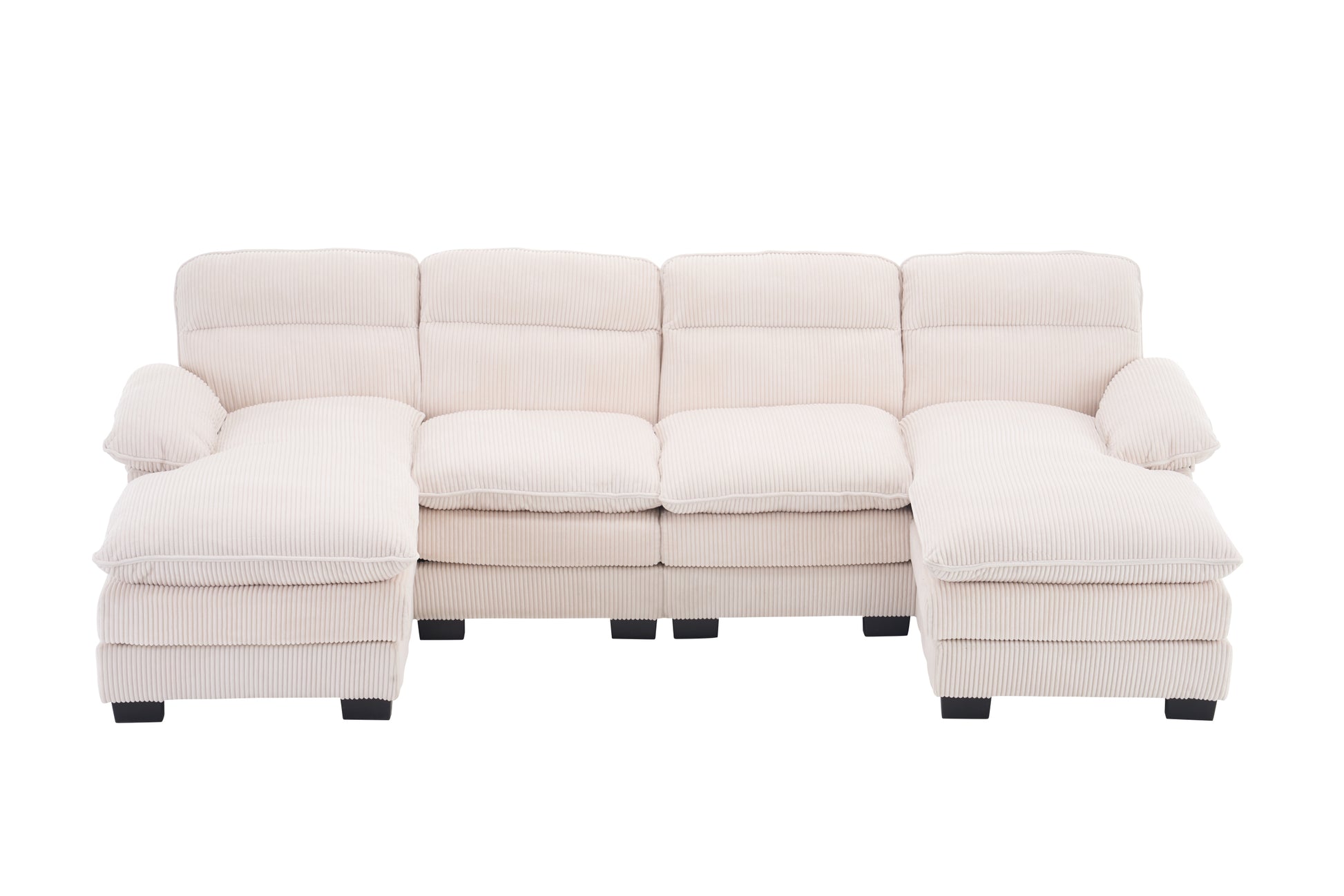 U Shaped Profile Sofa, Including Two Single Seats And Two Chaise, Modular Sofa, Corduroy Sofa White Foam Corduroy 4 Seat