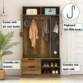 Hall Tree With 5 Hooks,Coat Hanger, Entryway Bench, Storage Bench,For Entrance, Hallwa,Brown Brown Mdf