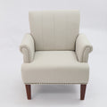 1Pc Traditional Accent Chair Rolled Arms Trim Soft Fabric Upholstered Furniture For Living Room Bedroom Office 30