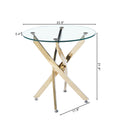 Modern Round Tempered Glass End Table With Chrome Legs Gold Tempered Glass