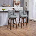 Coolmore Bar Stools Set Of 2 Counter Height Chairs With Footrest For Kitchen, Dining Room And 360 Degree Solid Wood Legs Swivel Bar Stools Set Of 2 Gary Linen Gray Foam Linen