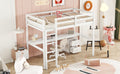 Twin Loft Wood Bed With Under Bed, Built In Desk, A Storage Cabinet Of 2 Drawers, Guardrails, Ladder,White Twin White Pine