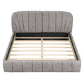 Queen Size Upholstered Platform Bed With Thick Fabric, Polyester, Gray Queen Gray Polyester
