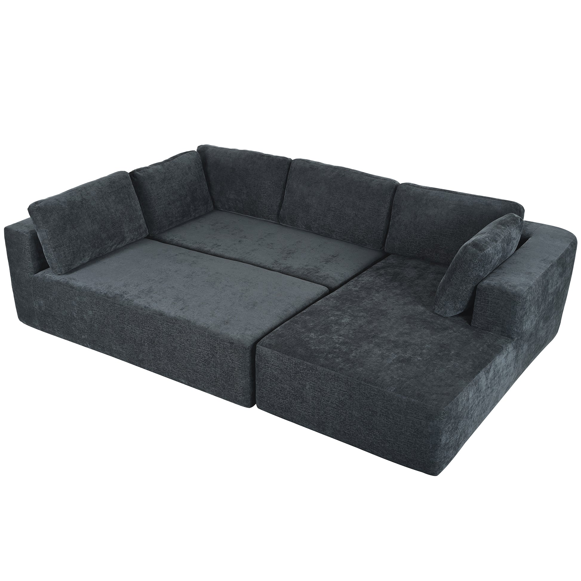 Modern Large Modular Sectional Sofa For Living Room, Bedroom, Salon, 3 Piece Free Combination Gray Polyester 3 Seat