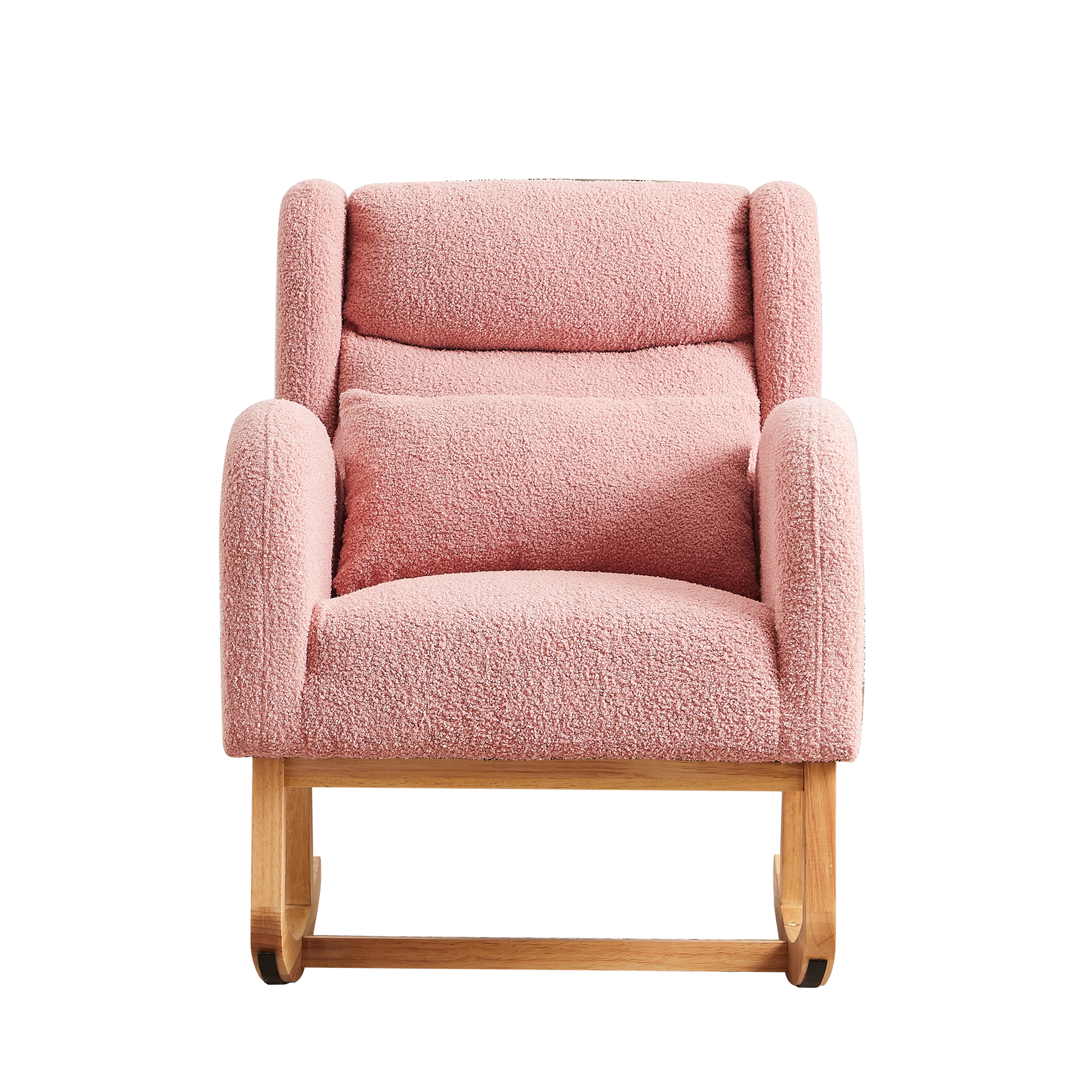 27.2"W Modern Accent High Backrest Living Room Lounge Arm Rocking Chair, Two Side Pocket Pink Foam Fabric