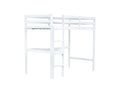 Twin High Loft Bed, Rubber Wood Loft Bed With Safety Guardrail, Built In Desk, Ladder,White Twin White Rubber Wood