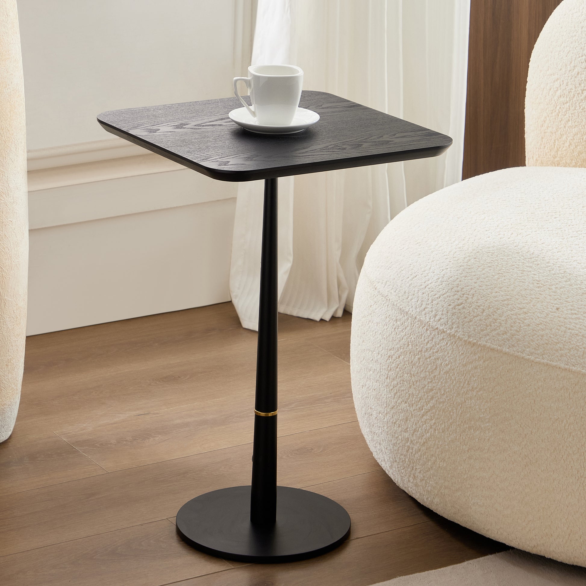 Mdf With Metal Feet, Square, Located In Living Space And Lounge Area, Coffee Table, Computer Desk, Black, 15.74"D X23.77"H Black Gold Primary Living Space Casual,Chinese Freestanding Coffee & End