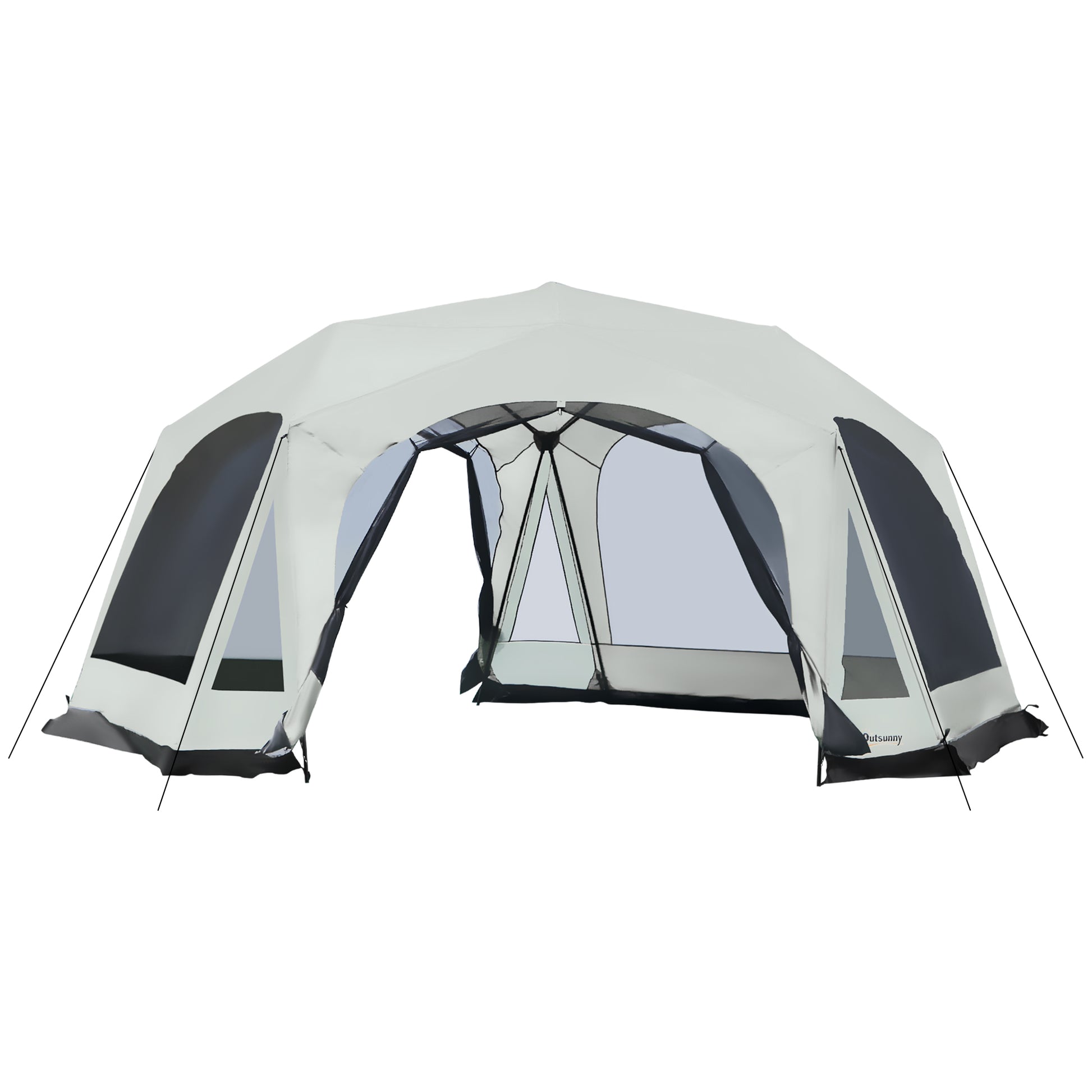 Outsunny 20 Person Camping Tent, Outdoor Cabin Tent Tent With 2 Doors, Screen Room, Family Dome Tent For Hiking, Backpacking, Traveling, Easy Set Up, Cream Cream White Steel