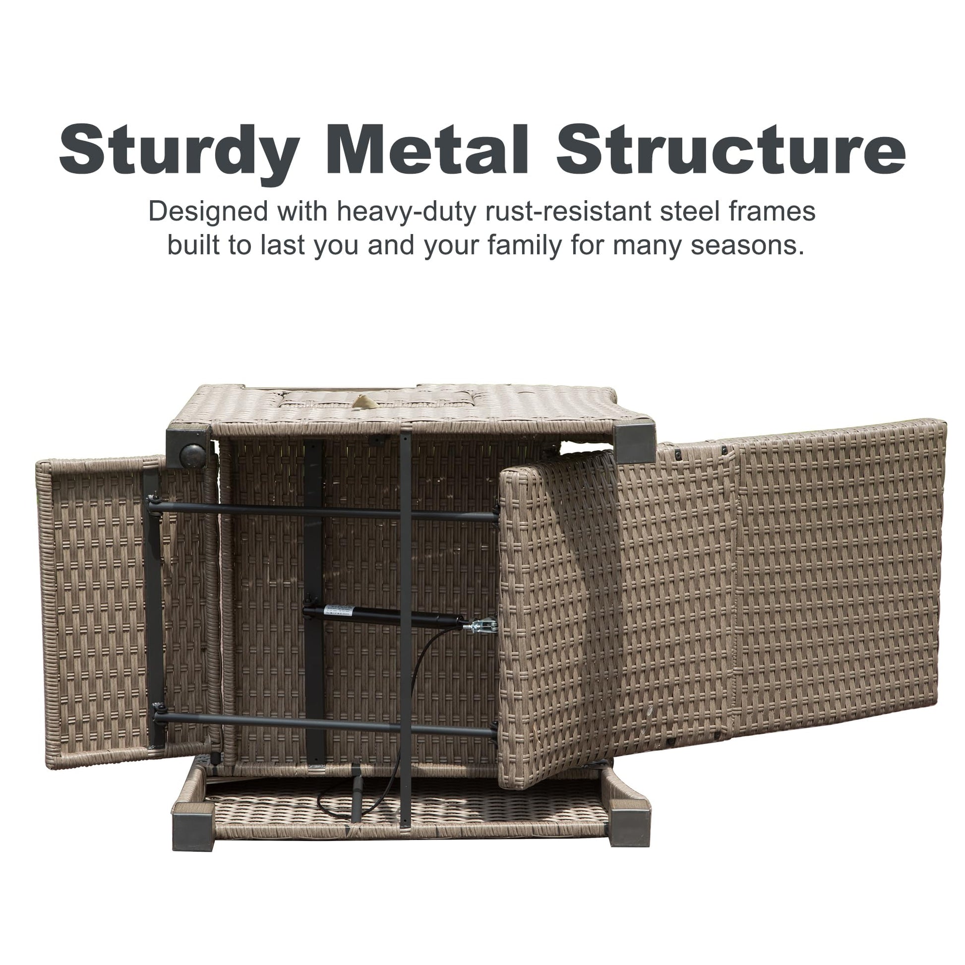 Outdoor Recliner Chair, Patio Recliner With Hand Woven Wicker, Flip Table Push Back, Adjustable Angle, 6.8'' Thickness Cushions, Reclining Lounge Chair For Indoor And Outdoor, Gray Yes Gray Garden & Outdoor Steel Rattan