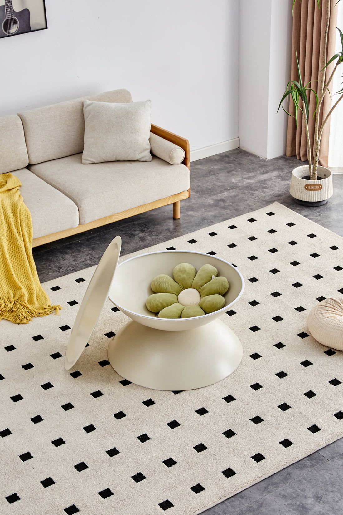 Milk White Coffee Round Tables With Storge Movable Table Top Multifunctional End Side Table Milk White Primary Living Space Casual,Cute,Modern Freestanding Round Coffee & End Tables Round Metal