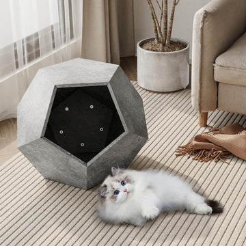 25.98"Modern Pet Furniture Cat Litter Side Table, Sofa Side Table, Planter Mdf Multifunctional Furniture, Cement Gray Cement Grey Mdf