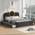 Queen Size Upholstered Platform Bed With Multi Functional Headboard, Trundle And 2 Drawers, Gray Box Spring Not Required Queen Gray Wood Bedroom Upholstered