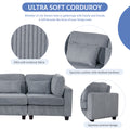 5 Pieces L Shaped Sofa With Removable Ottomans And Comfortable Waist Pillows Grey Polyester 5 Seat