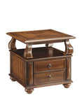 Walnut 2 Drawer End Table Walnut Primary Living Space Transitional Drawers Rectangular Particle Board Mdf