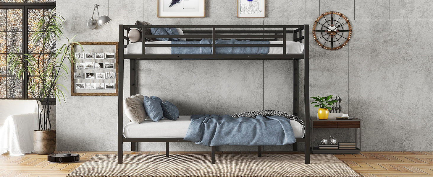 Metal Full Xl Over Queen Bunk Bed For Teens And Adults,Space Saving Noise Reduced No Box Spring Needed Expect Arrive Date 2024 6 27 Full Xl Black Metal