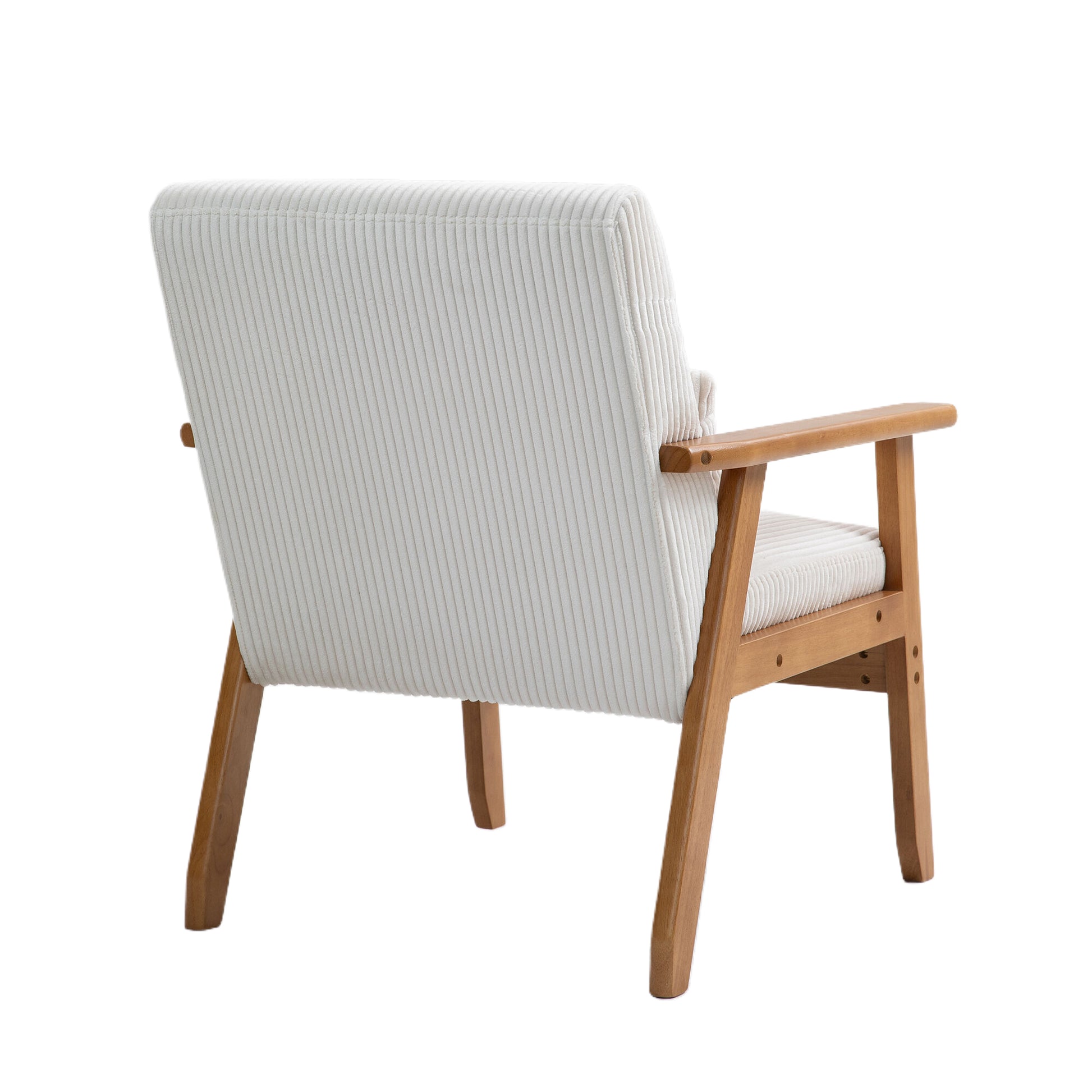 Leisure Chair With Solid Wood Armrest And Feet, Leisure Chair, Wood Frame, Velvet, L, Solid Rubber Wood Legs, Mid Century Modern Accent Chair, For Living Room Bedroom Studio Chair Beige Corduroy