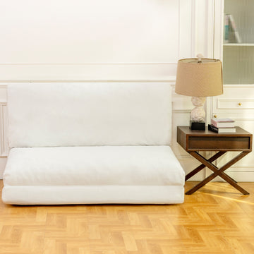 Large Folding Matress Sofa Bean Bag Bed, Foam Filling Folding Matress Sofa, Includes Removable And Machine Washable Cover, Soft Premium Faux Fur White Primary Living Space Soft Casual,Modern Foam Velvet 2 Seat